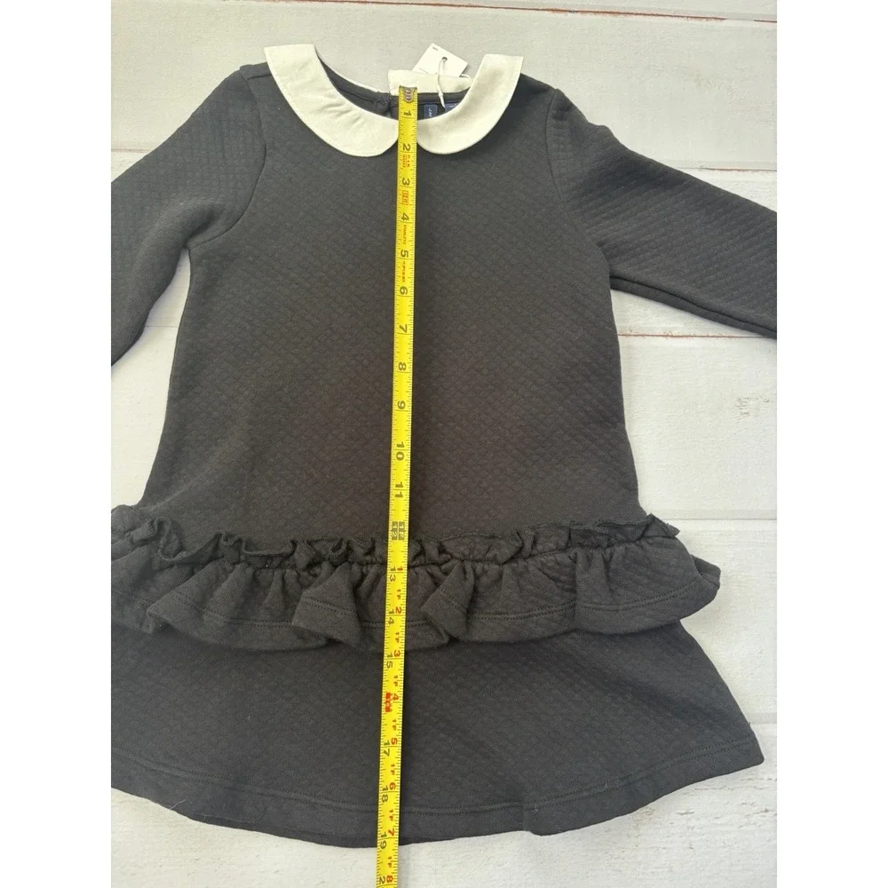 Janie And Jack Girls Black Tiered Dress Ruffles Peter Pan Collar Size 3t Quilted